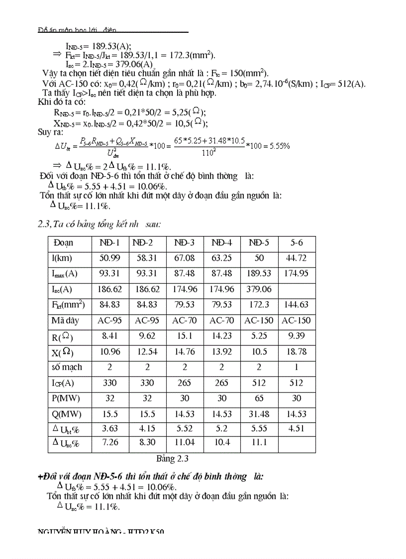image for page Đồ án môn học lưới điện