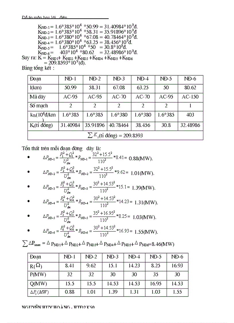 image for page Đồ án môn học lưới điện