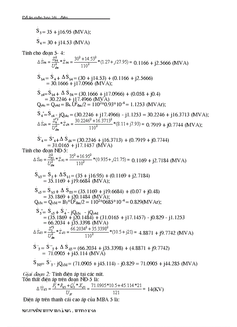 image for page Đồ án môn học lưới điện