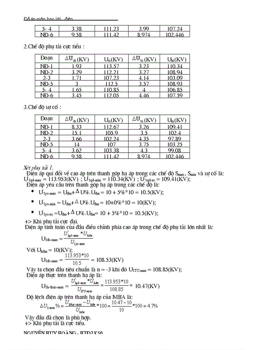 image for page Đồ án môn học lưới điện