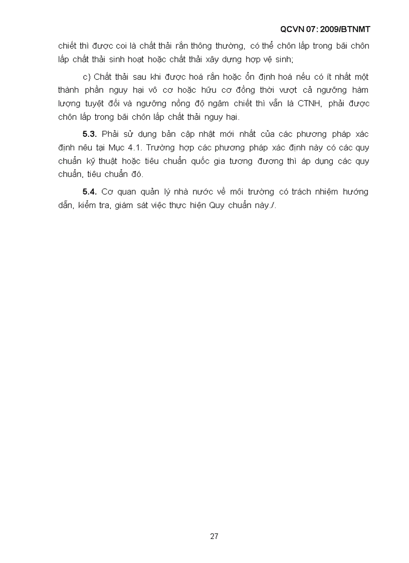 image for page QCVN 07 2009 BTNMT Quy chuẩn kỹ thuật quốc gia về ngưỡng chất thải nguy hại