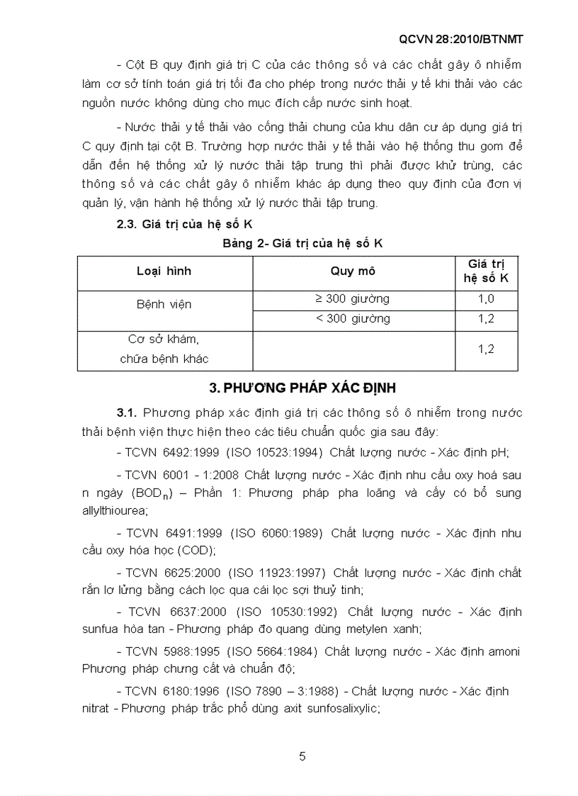 QCVN 28 2010 BTNMT Quy chuẩn kỹ thuật quốc gia về nước thải y tế
