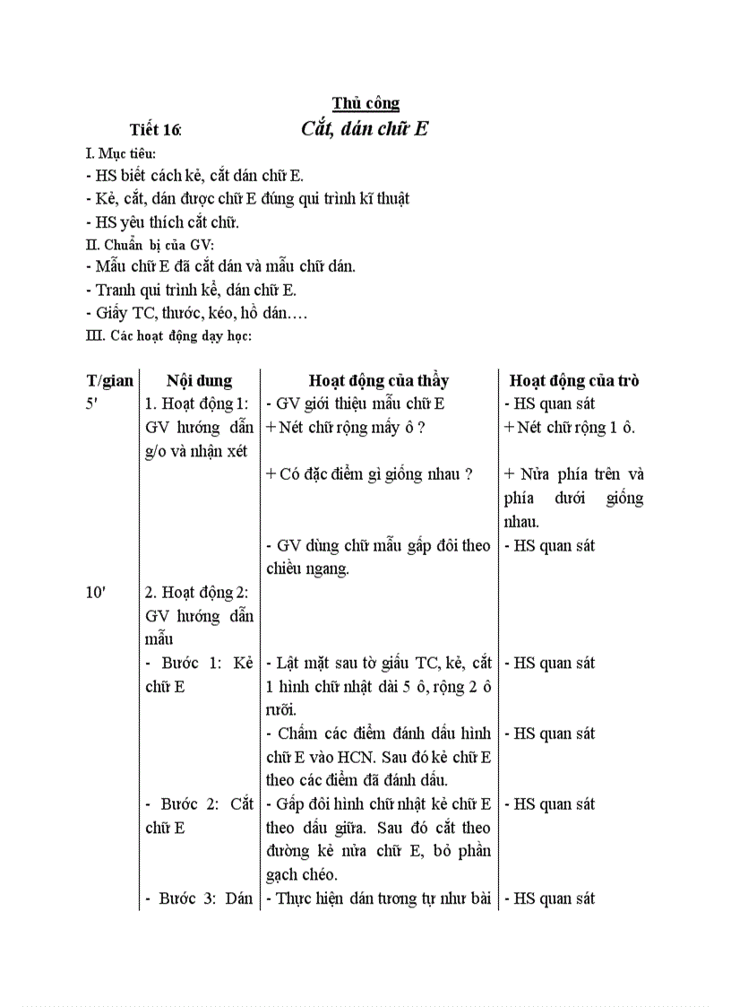 Thủ công Cắt dán chữ E