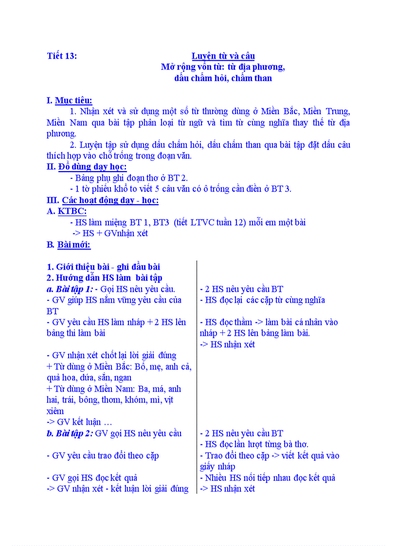 image for page Luyện từ và câu Mở rộng vốn từ từ địa phương dấu chấm hỏi chấm than