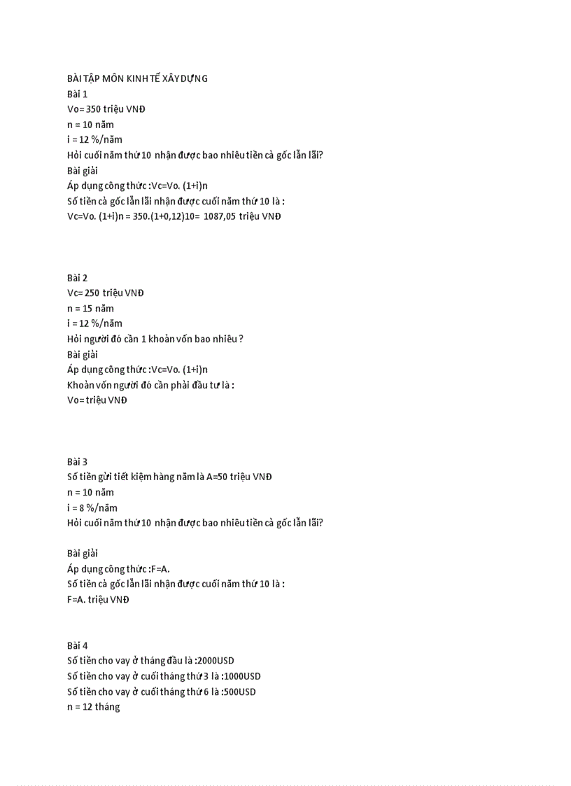 image for page Bài tập môn kinh tế xây dựng