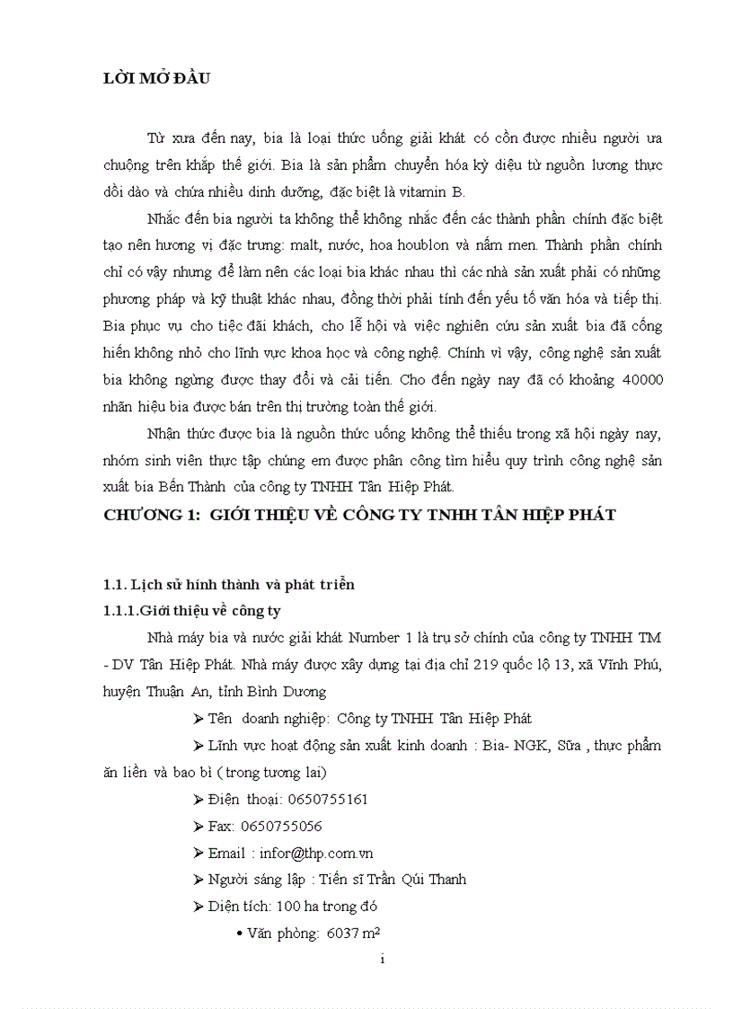 image for page Tìm hiểu quy trình công nghệ sản xuất bia Bến Thành của công ty TNHH Tân Hiệp Phát