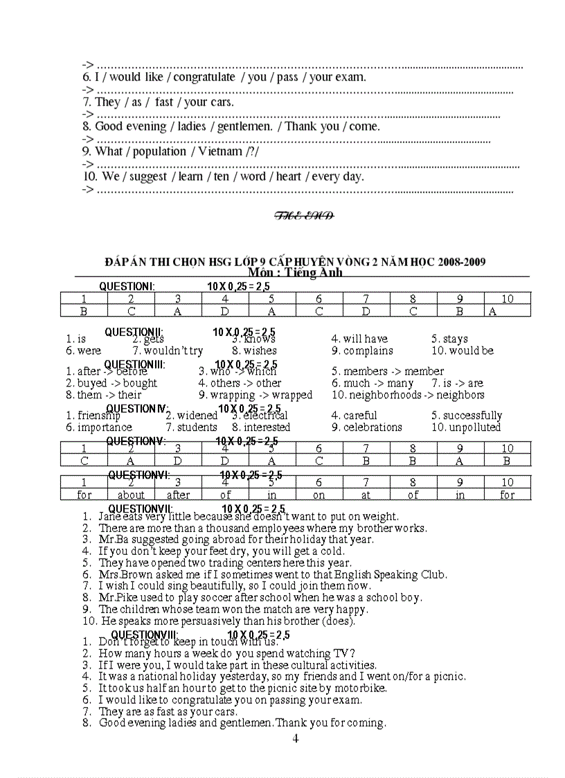 image for page Đề thi chọn học sinh giỏi tiếng Anh 9 năm học 2010 2011