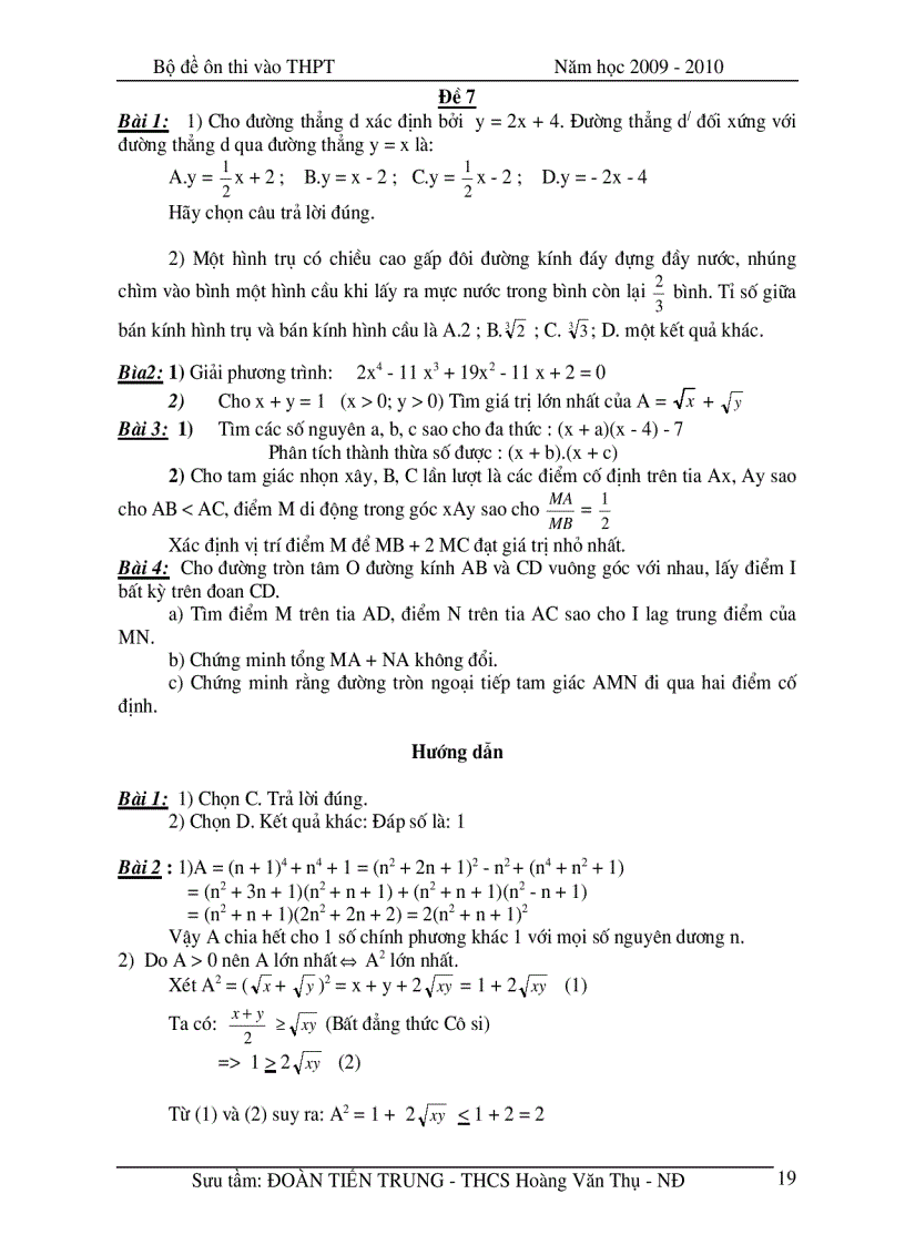image for page Bộ 20 Đề Toán Học Ôn thi vào lớp 10 2009