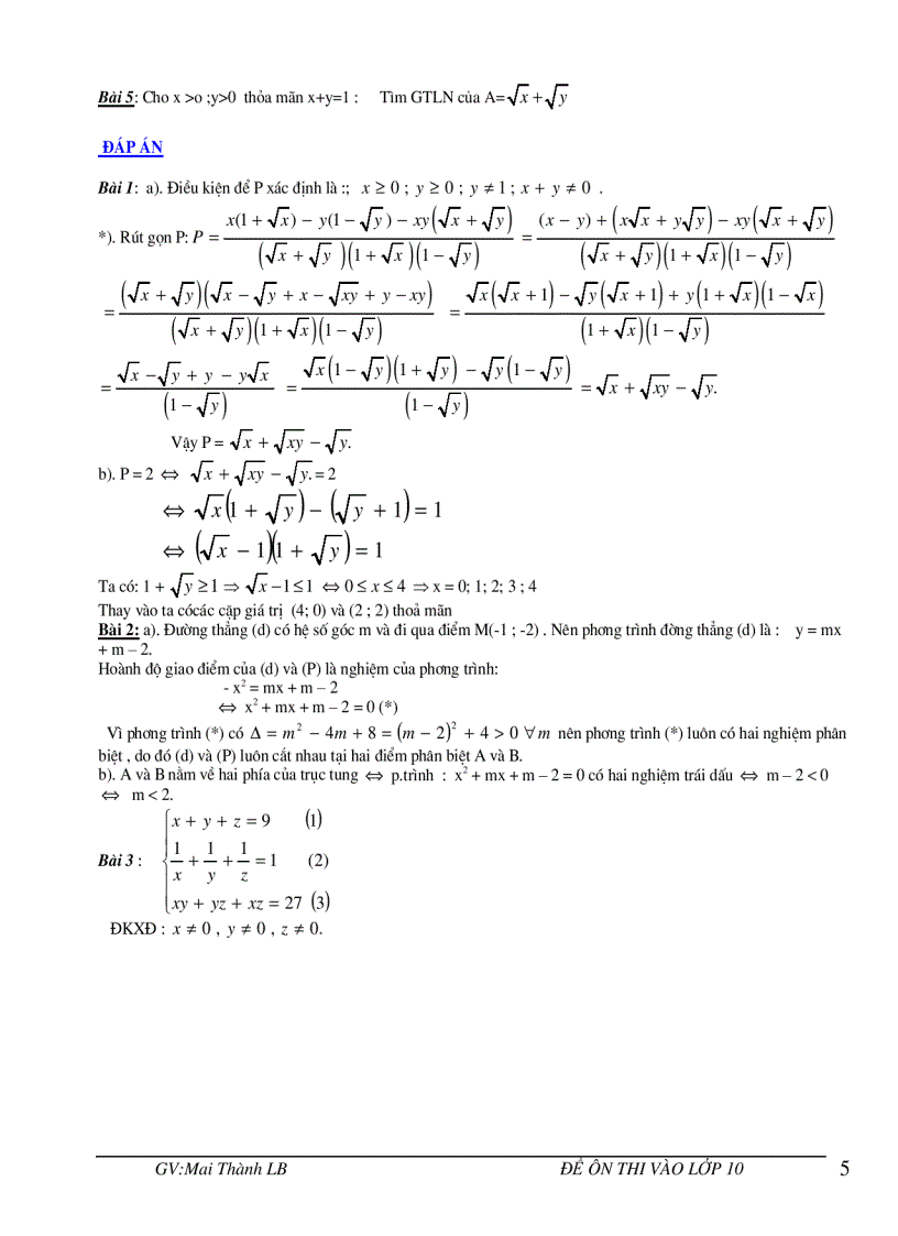 image for page Bộ 5 Đề Toán Học Ôn thi vào lớp 10 2009