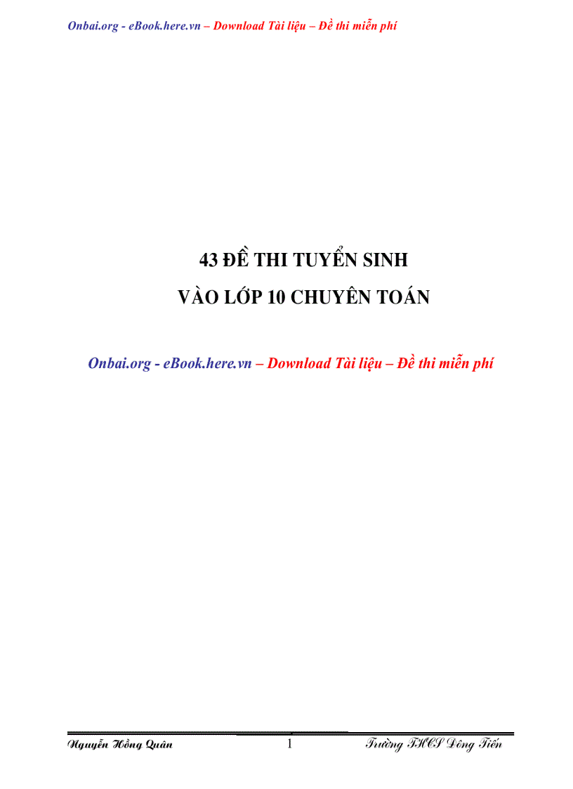 image for page 43 Đề thi tuyển sinh vào lớp 10 Chuyên Toán
