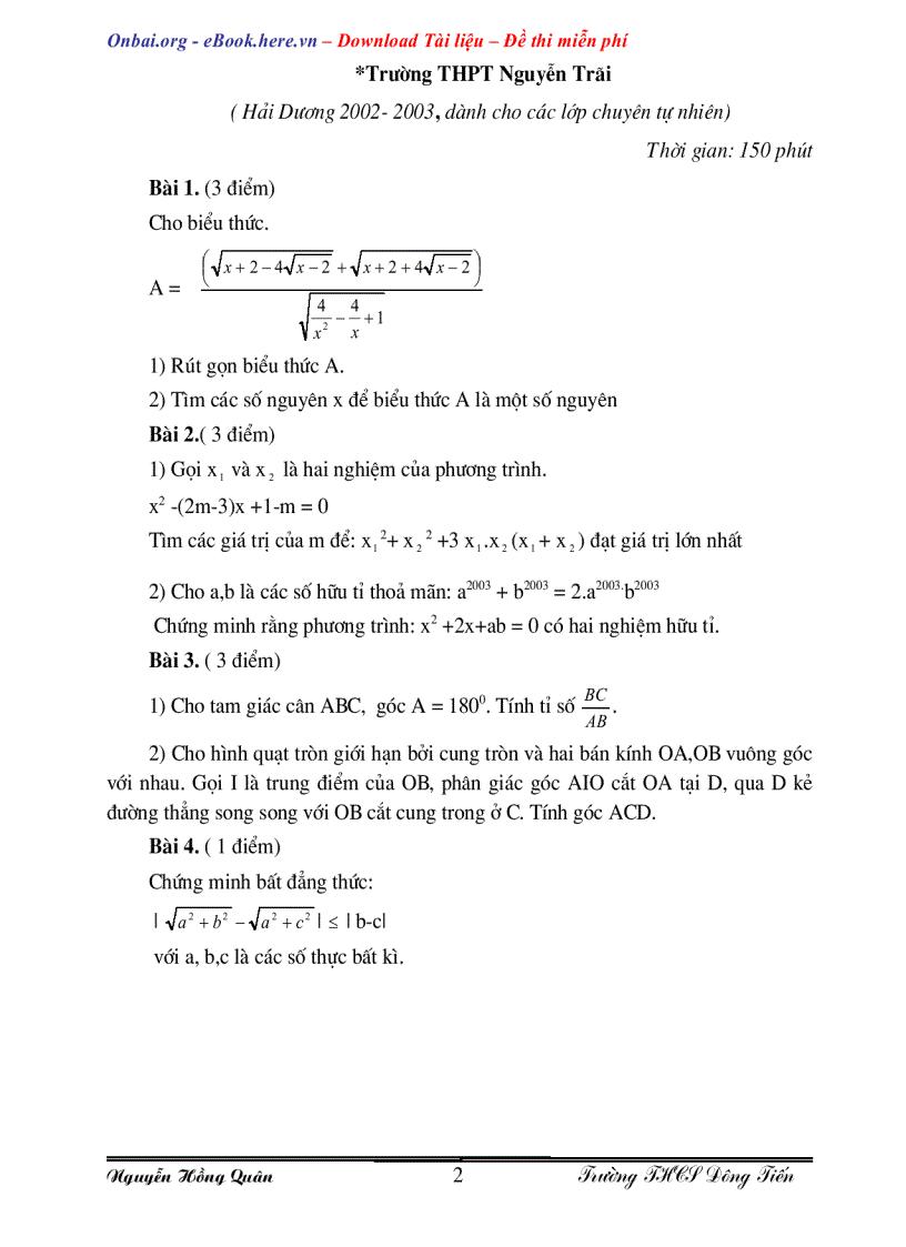 image for page 43 Đề thi tuyển sinh vào lớp 10 Chuyên Toán