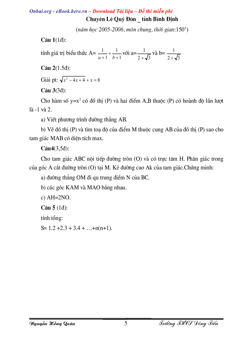 image for page 43 Đề thi tuyển sinh vào lớp 10 Chuyên Toán
