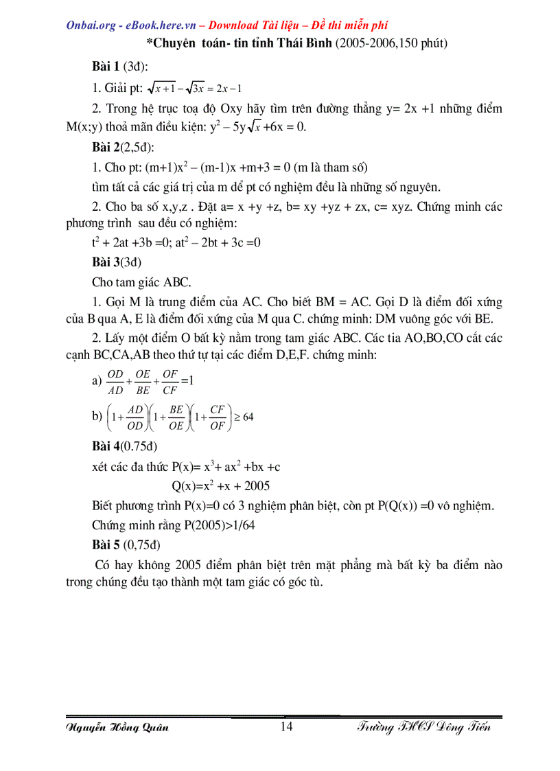 image for page 43 Đề thi tuyển sinh vào lớp 10 Chuyên Toán