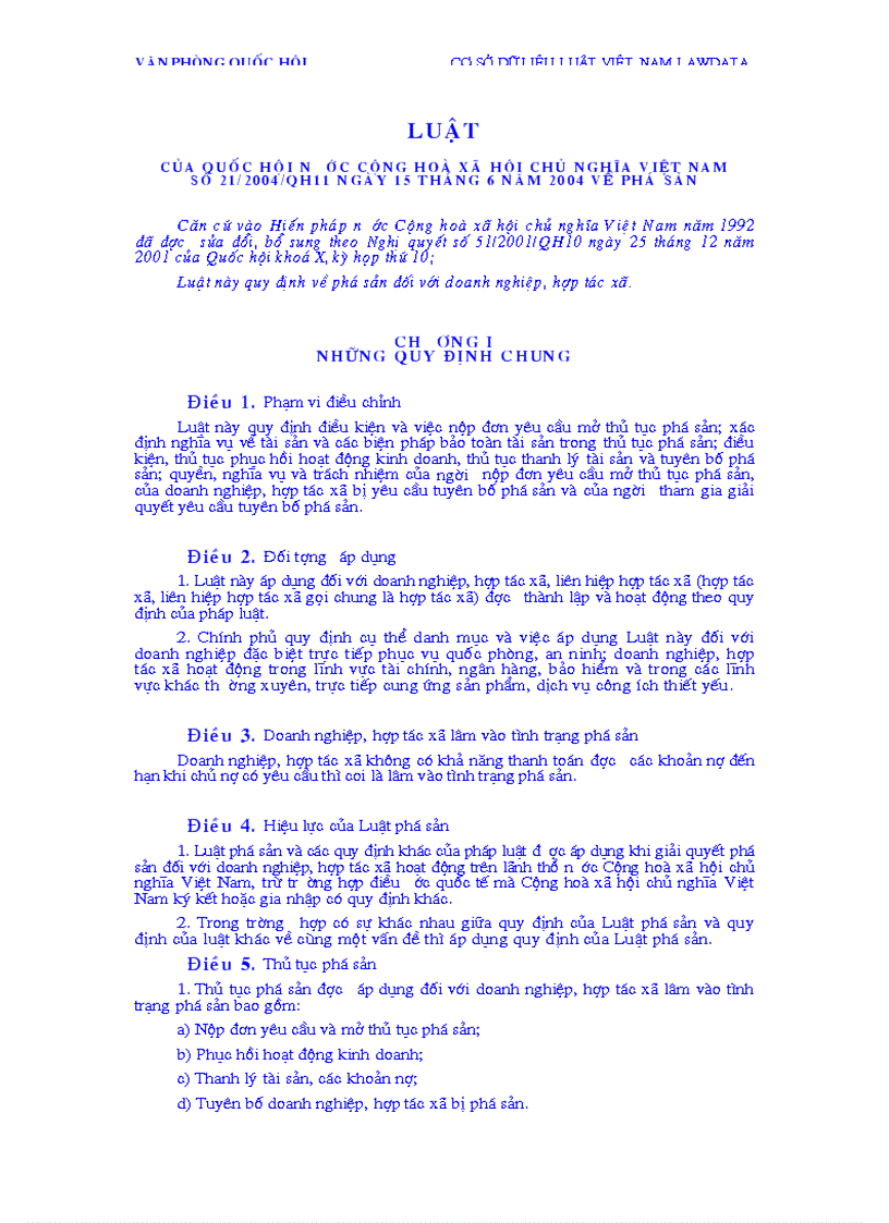 image for page Luật phá sản 2004