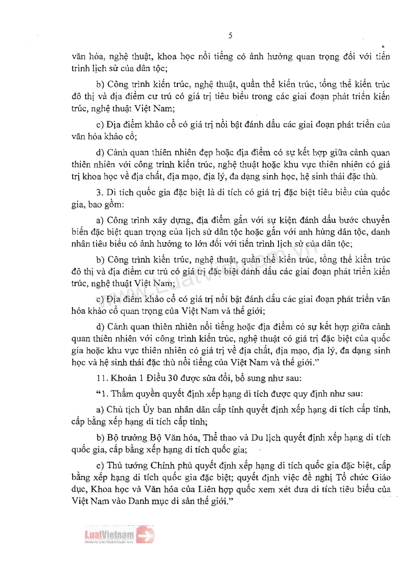 image for page Luật sửa đổi bổ sung một số điều của Luật Di sản văn hóa số 32 2009 QH12 của Quốc hội