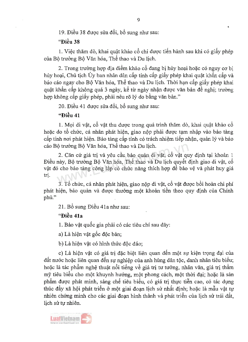 image for page Luật sửa đổi bổ sung một số điều của Luật Di sản văn hóa số 32 2009 QH12 của Quốc hội