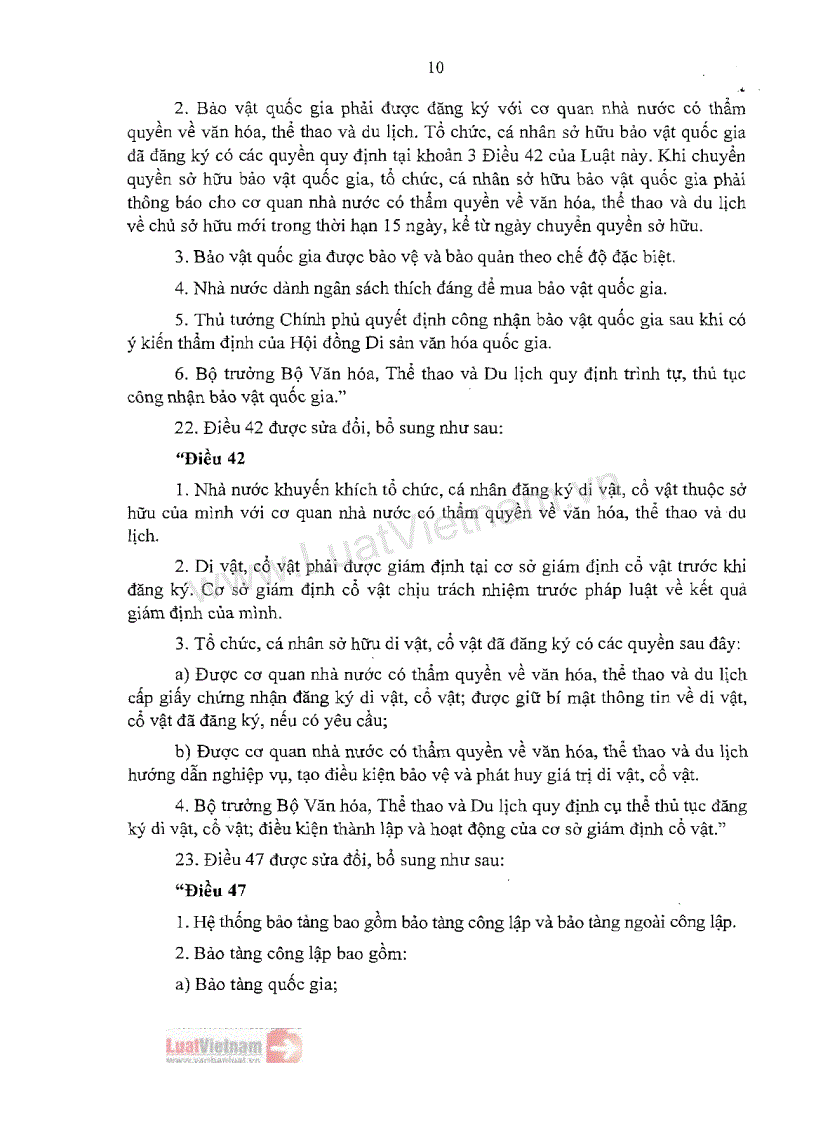 image for page Luật sửa đổi bổ sung một số điều của Luật Di sản văn hóa số 32 2009 QH12 của Quốc hội