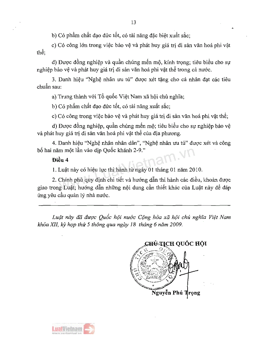 image for page Luật sửa đổi bổ sung một số điều của Luật Di sản văn hóa số 32 2009 QH12 của Quốc hội