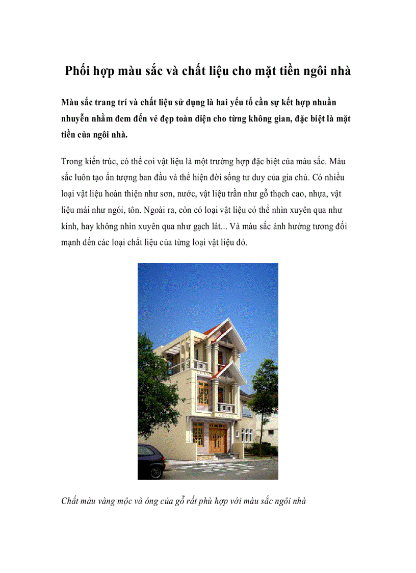 image for page Phối hợp màu sắc và chất liệu cho mặt tiền ngôi nhà