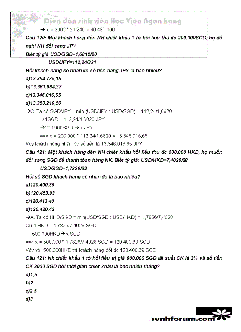 image for page Trắc nghiệm thanh toán quốc tế chọn a b c có giải thích