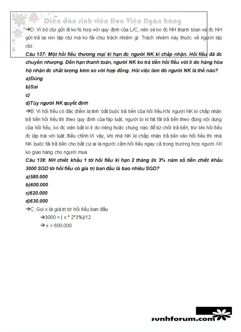 image for page Trắc nghiệm thanh toán quốc tế chọn a b c có giải thích