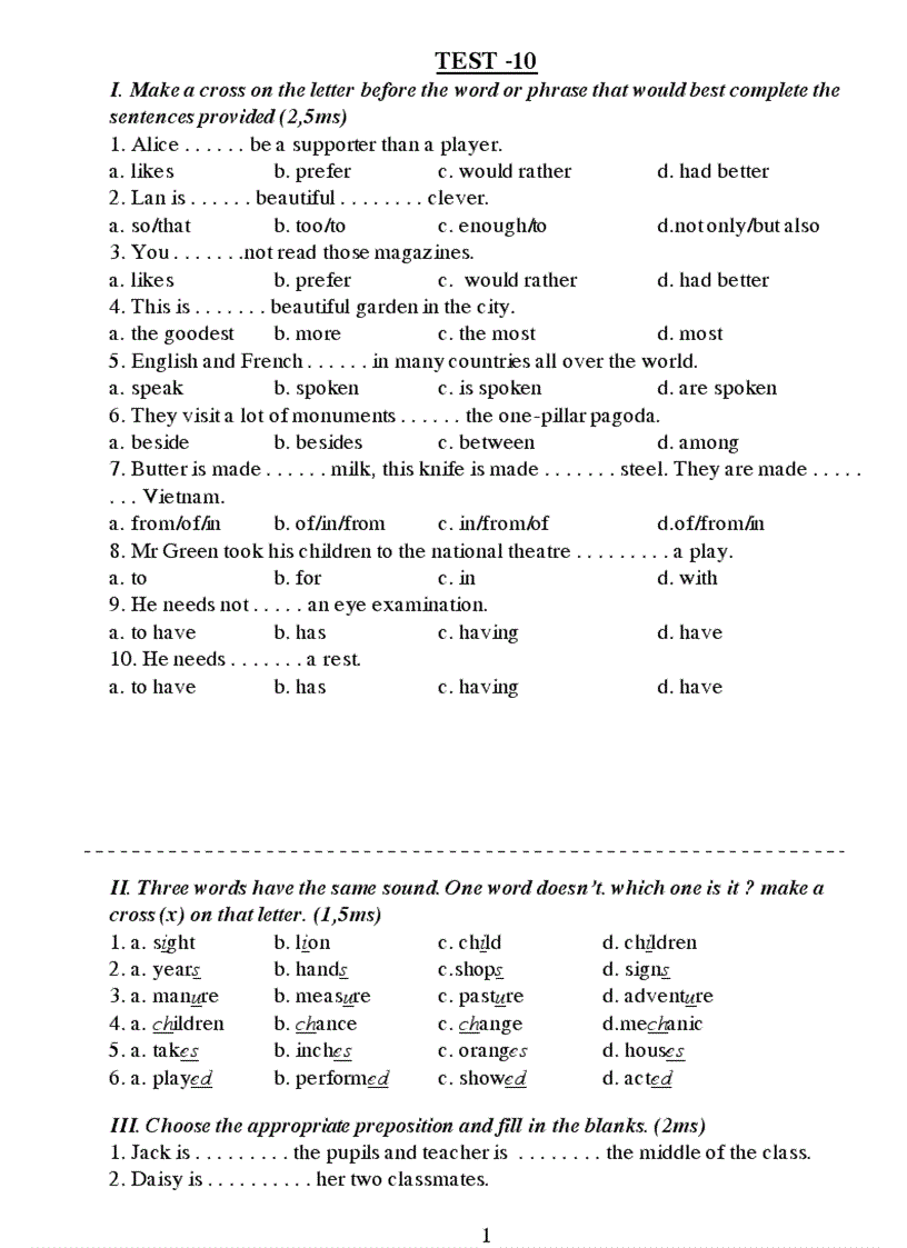 image for page Đề thi thử HSG môn Tiếng Anh lớp 8 Đề số 10