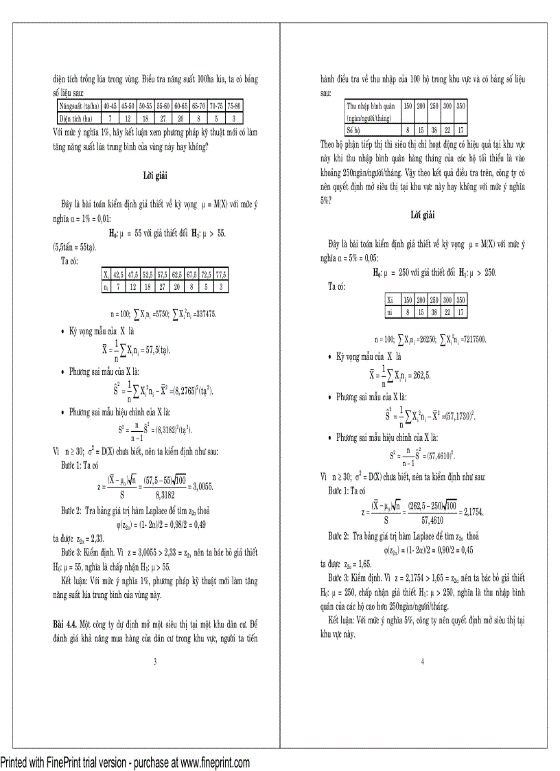 image for page Bài tập và Bài giải xác suất thống kê