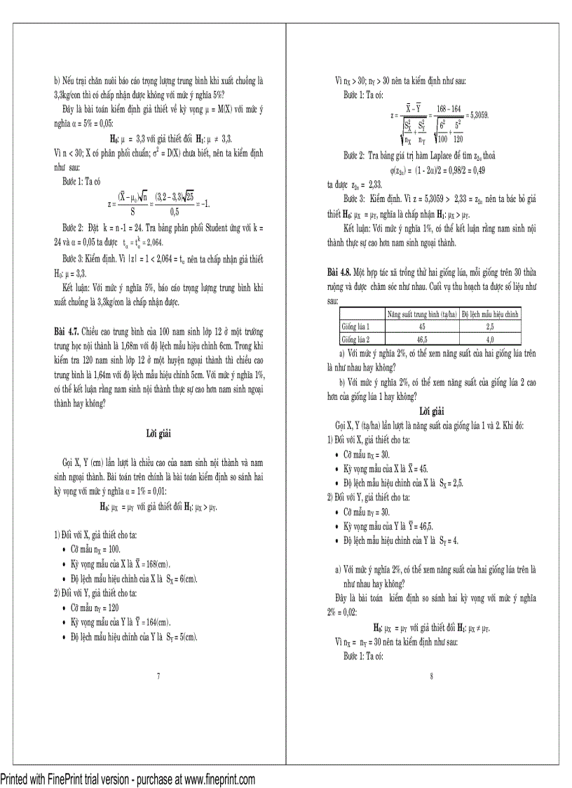 image for page Bài tập và Bài giải xác suất thống kê