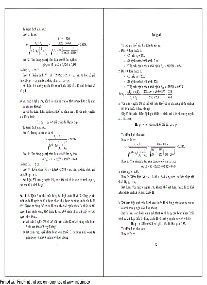 image for page Bài tập và Bài giải xác suất thống kê