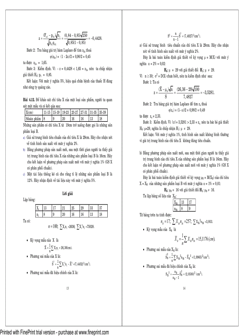 image for page Bài tập và Bài giải xác suất thống kê