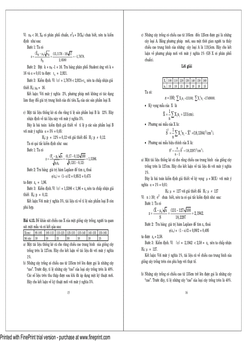 image for page Bài tập và Bài giải xác suất thống kê