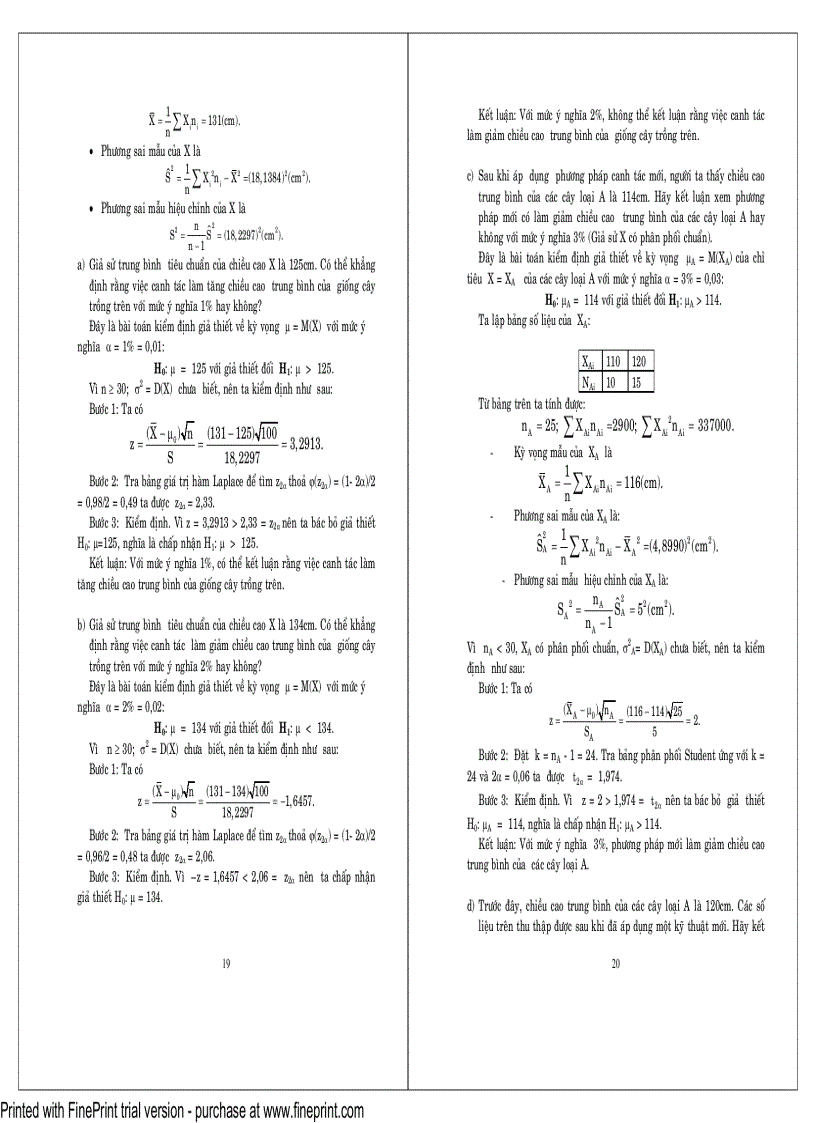 image for page Bài tập và Bài giải xác suất thống kê