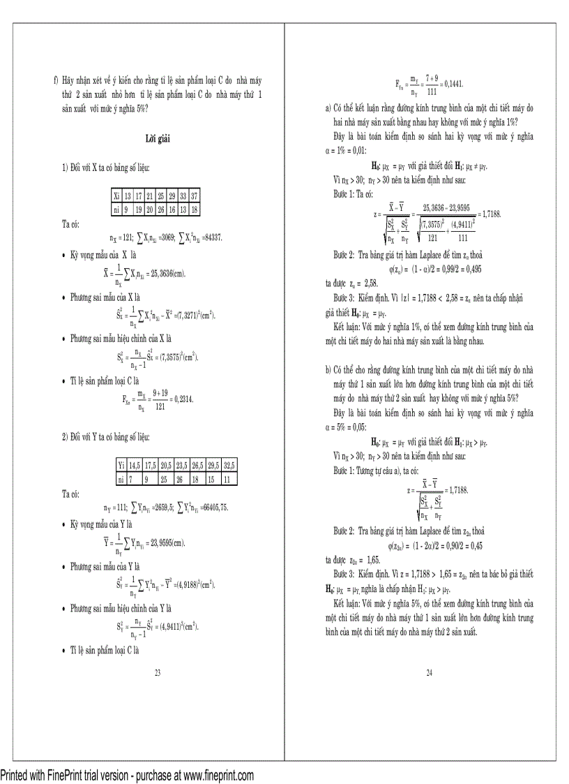 image for page Bài tập và Bài giải xác suất thống kê