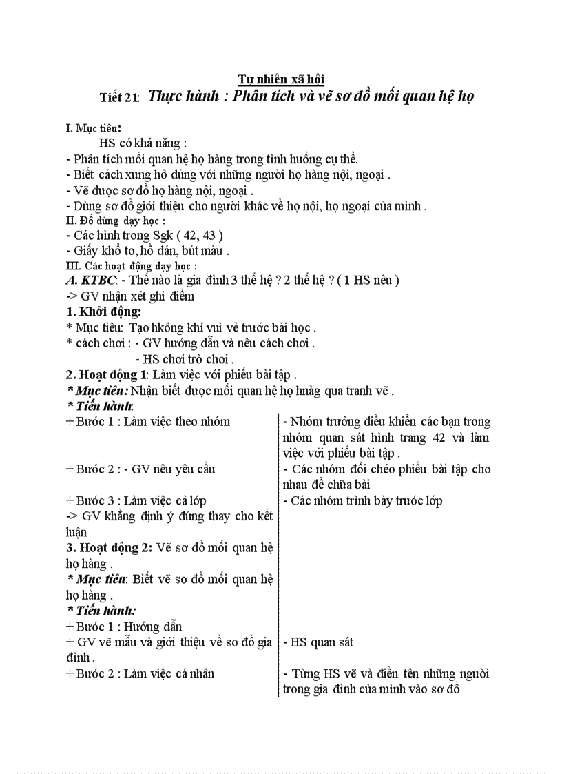 image for page Tự nhiên xã hội Thực hành Phân tích và vẽ sơ đồ mối quan hệ họ