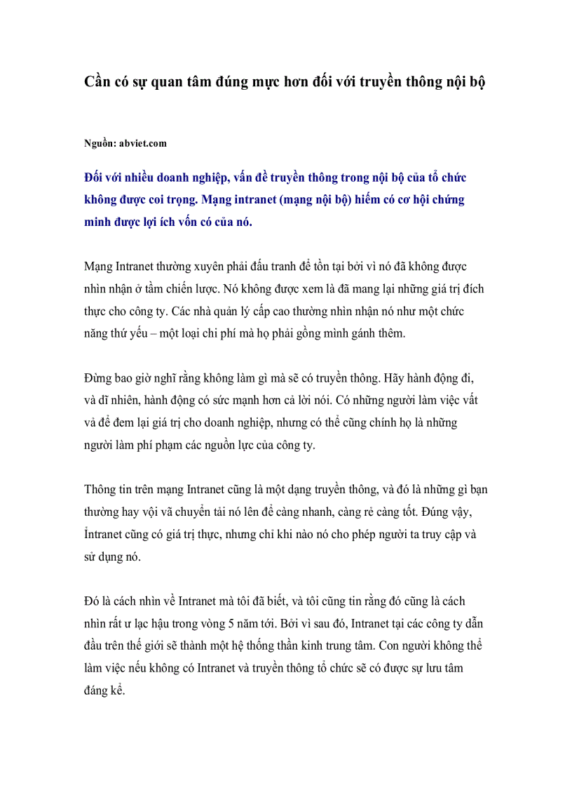 image for page Cần có sự quan tâm đúng mực hơn đối với truyền thông nội bộ