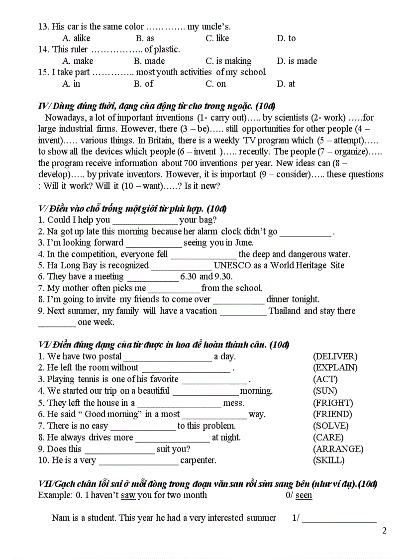 image for page Đề thi thử HSG môn Tiếng Anh lớp 8 Đề số 17