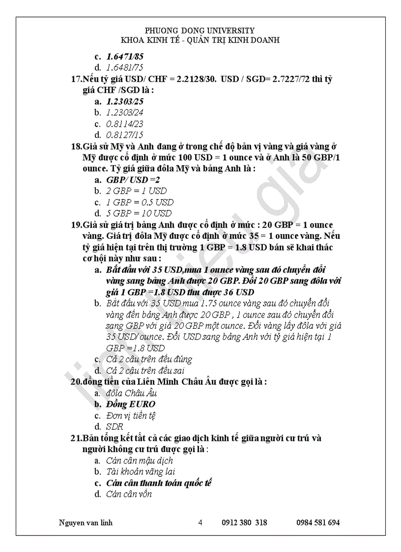 image for page Trắc nghiêm tài chính quốc tế có đáp án
