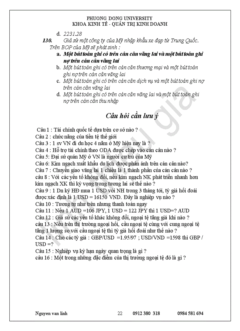 image for page Trắc nghiêm tài chính quốc tế có đáp án