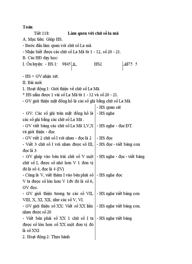 image for page Toán Làm quen với chữ số la mã