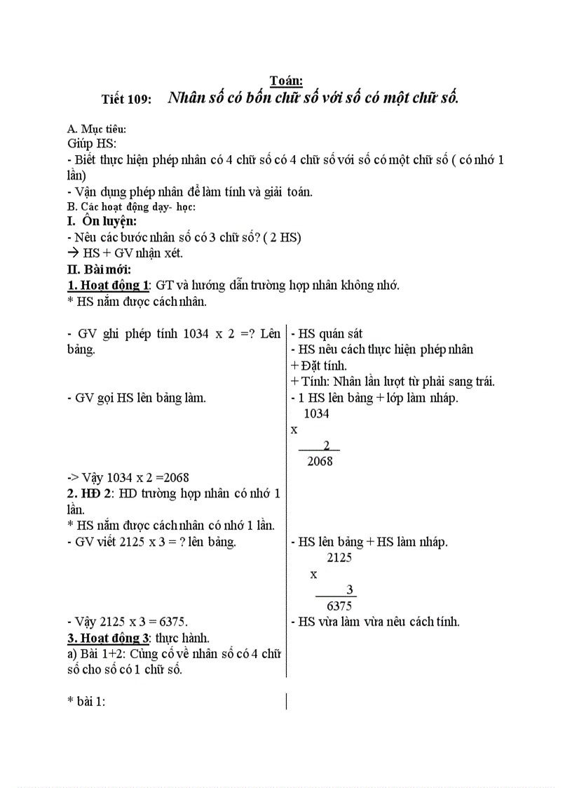 image for page Toán Nhân số có bốn chữ số với số có một chữ số T1