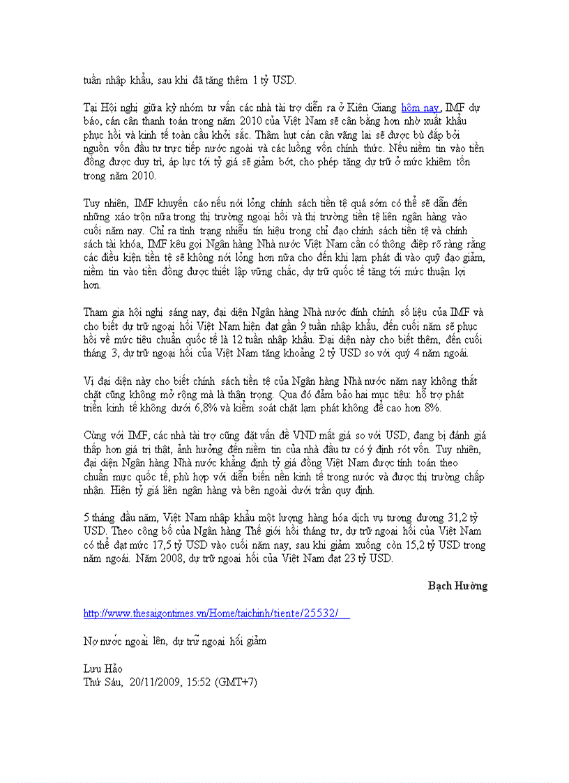 image for page Dự trữ ngoại hối 2010