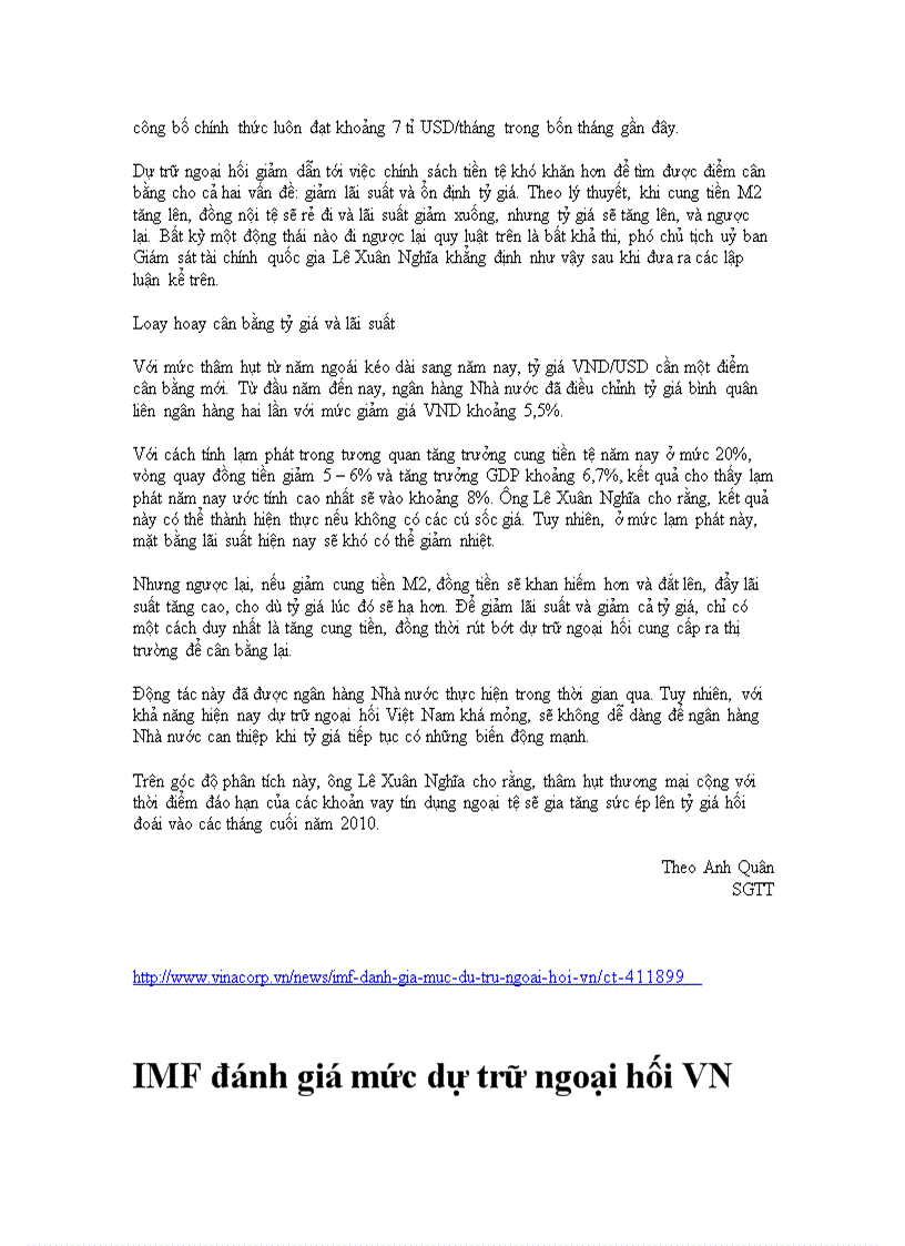 image for page Dự trữ ngoại hối 2010