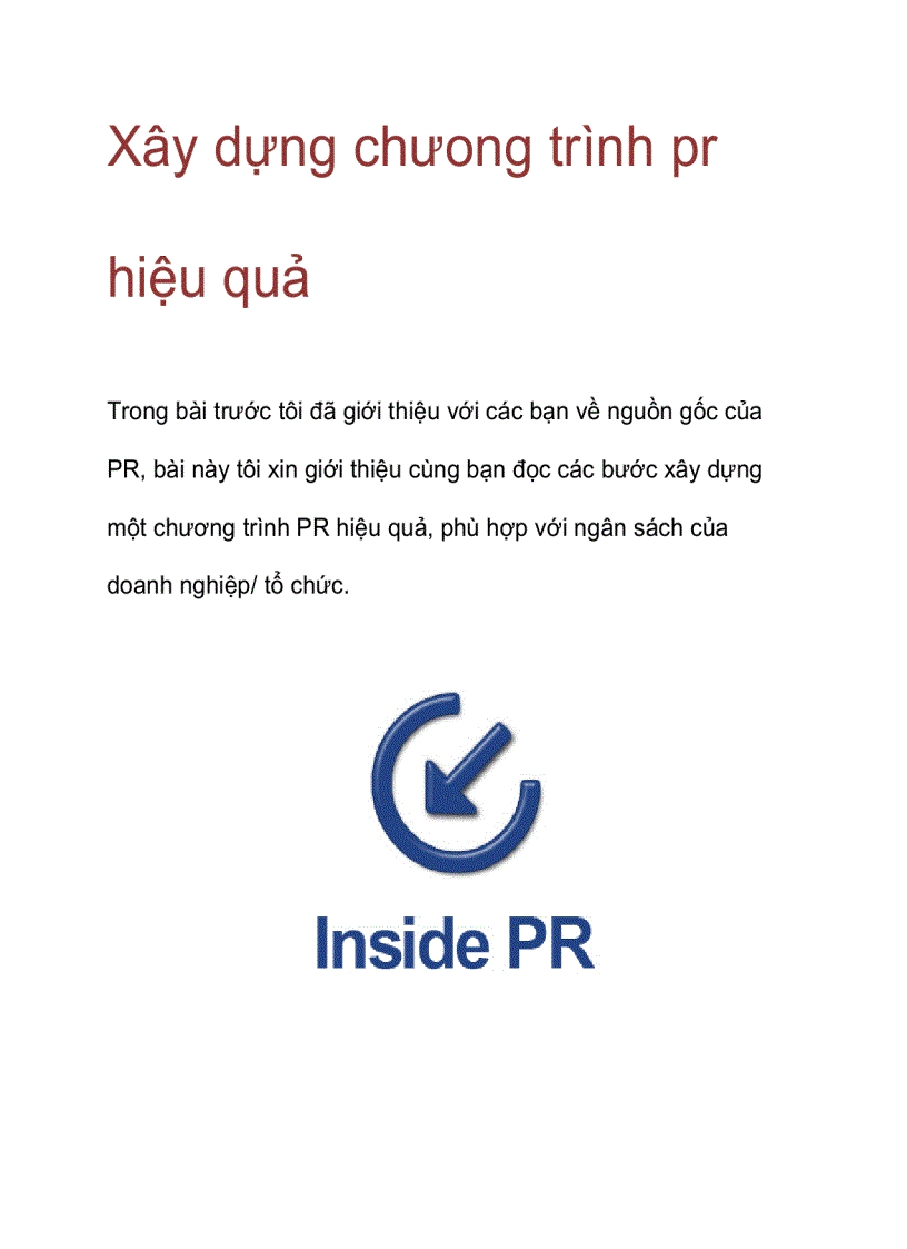 image for page Xây dựng chưong trình pr hiệu quả