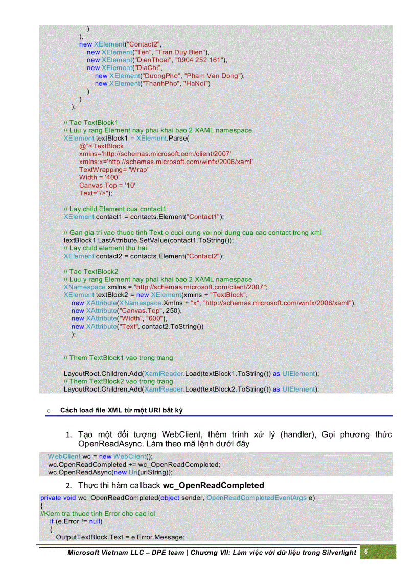 image for page Làm việc với dữ liệu trong silverlight