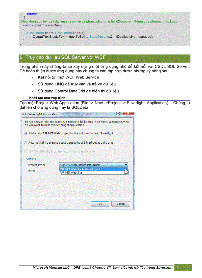 image for page Làm việc với dữ liệu trong silverlight