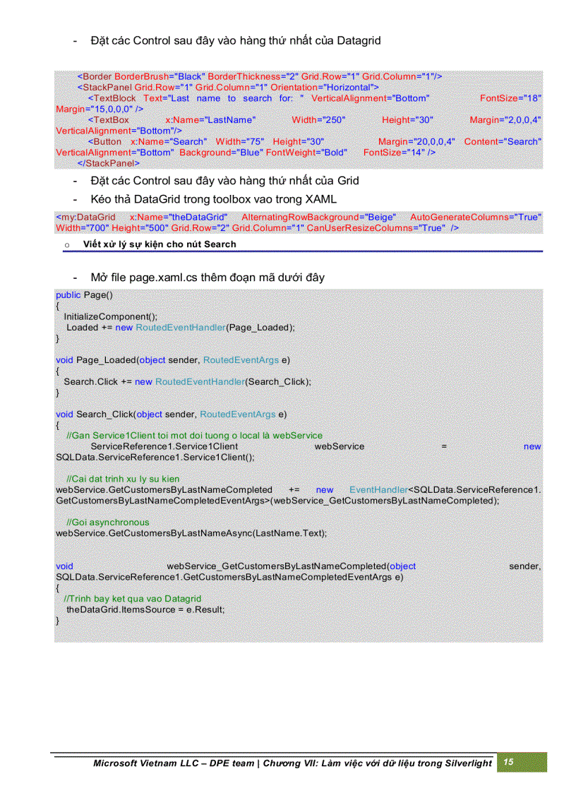 image for page Làm việc với dữ liệu trong silverlight