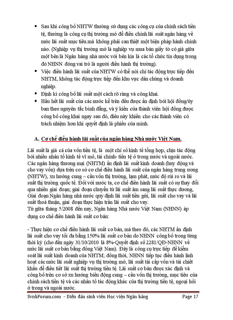 image for page Cơ chế điều hành lãi suất của ngân hàng TW các nước và Việt Nam