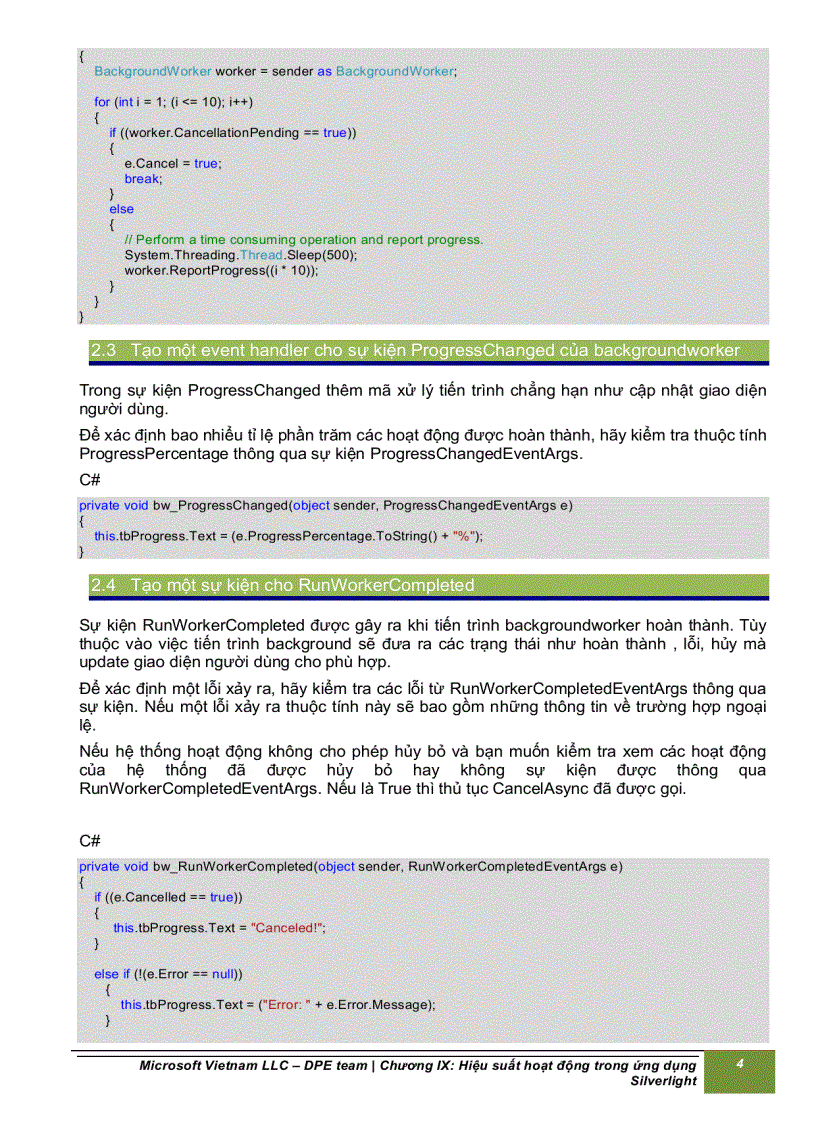 image for page Hiệu suất hoạt động trong ứng dụng silverlight