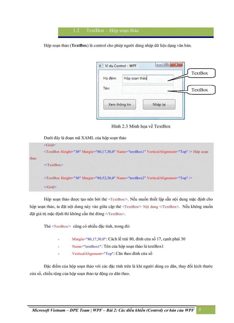 image for page Các điều khiển control cơ bản của wpf