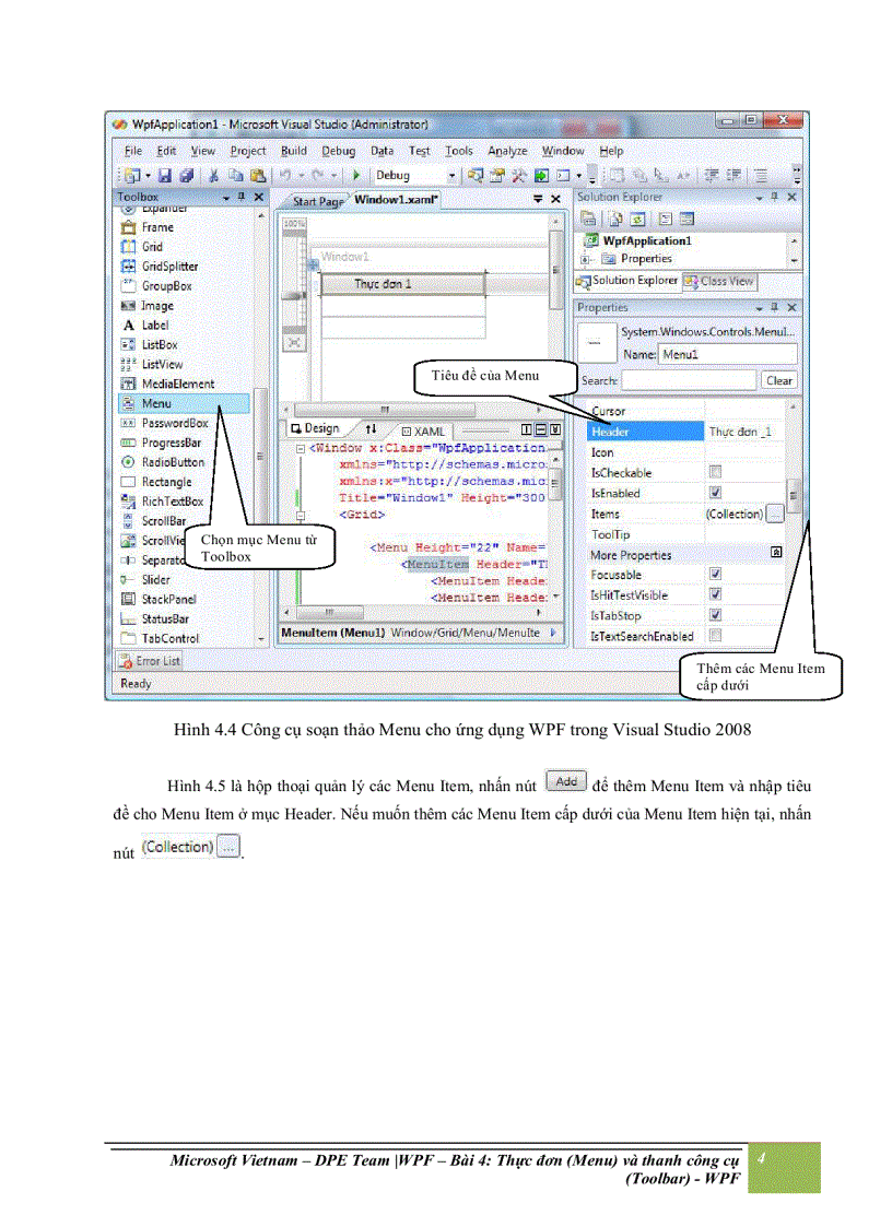 image for page Thực đơn menu và thanh công cụ toolbar wpf